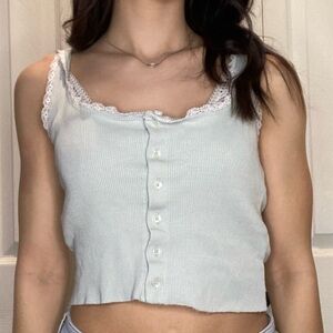 ribbed crop top with lace